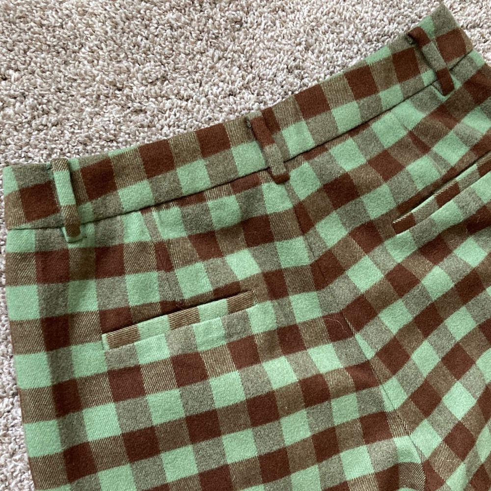 FRNCH Paris High Waisted Wide Leg Plaid Buffalo Check Pleated Trousers Pants L - Picture 9 of 13
